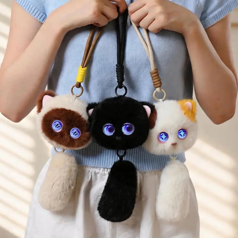 AI Meow Spirit Black Cat Smart Plush Companion Keychain