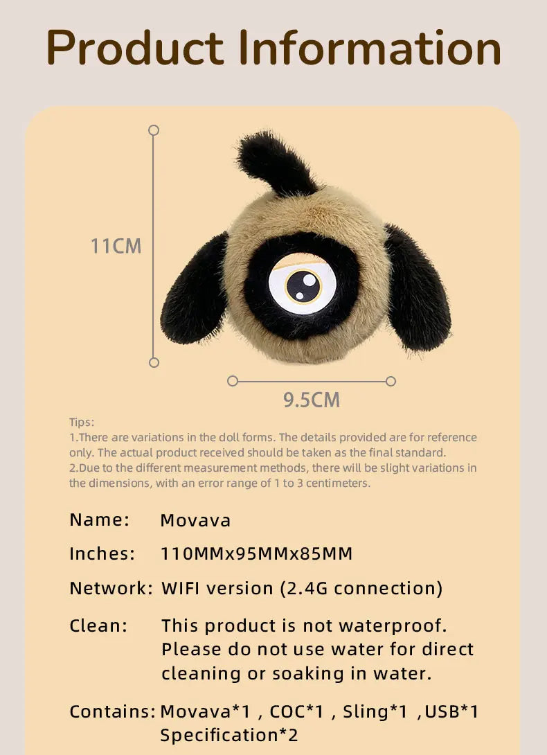 Movava Brown AI Plush Companion with Role Memory & Smart Voice Chat