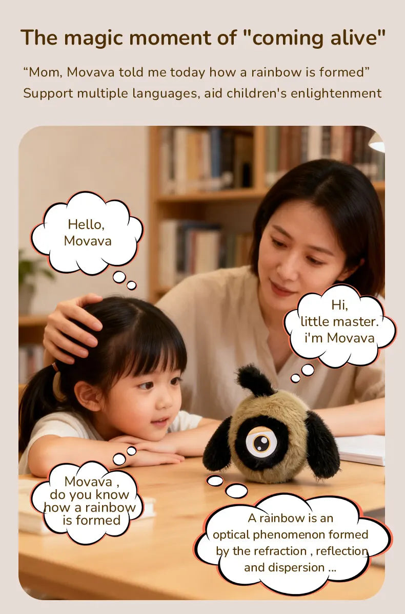 Movava Brown AI Plush Companion with Role Memory & Smart Voice Chat