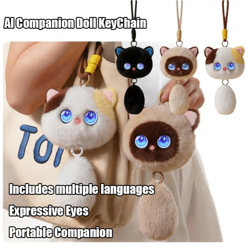 AI Meow Spirit Calico Cat Smart Plush Companion Keychain