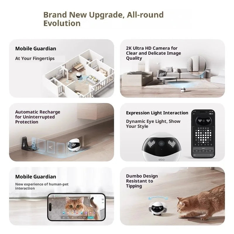 Enabot EBO Air 2 White Smart Companion Robot – 2K Pet Camera & Home Monitor