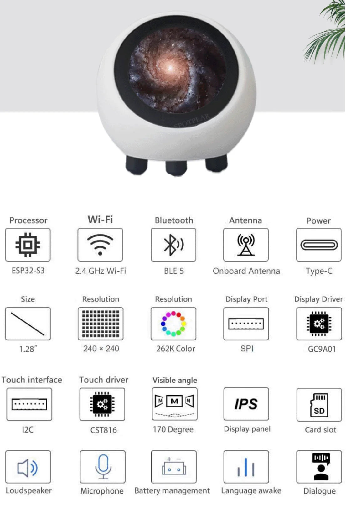 ESP32-S3 AI Companion Robot with Touchscreen & Battery