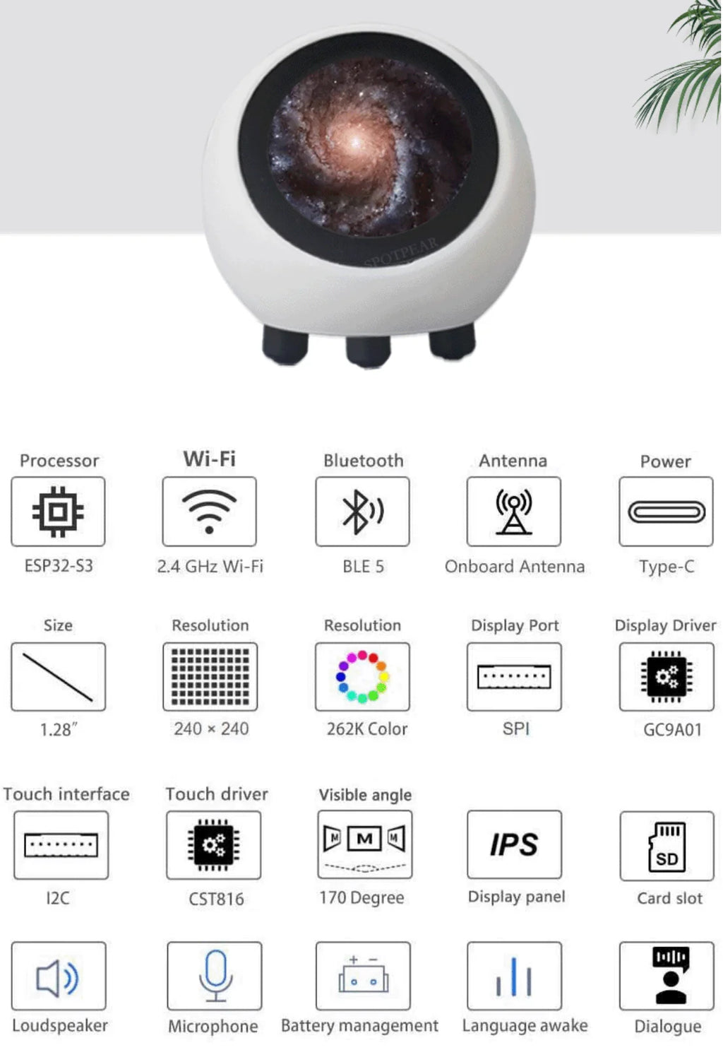 ESP32-S3 AI Companion Robot with 1.28-Inch Smart Display – Standard