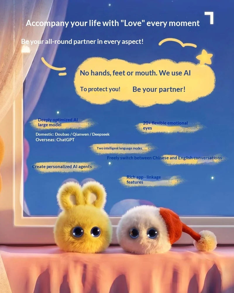 MOYOYO Purple AI Plush Companion with LED Eyes