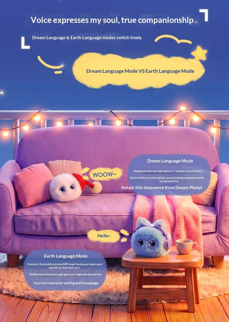 Mew Mew MOYOYO Blue Cat AI Plush Companion with LED Eyes