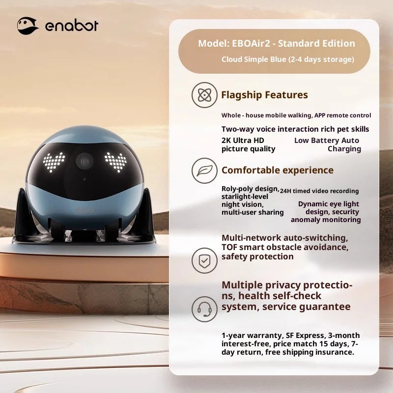 Enabot EBO Air 2 Blue Smart Companion Robot – 2K Pet Camera & Home Monitor