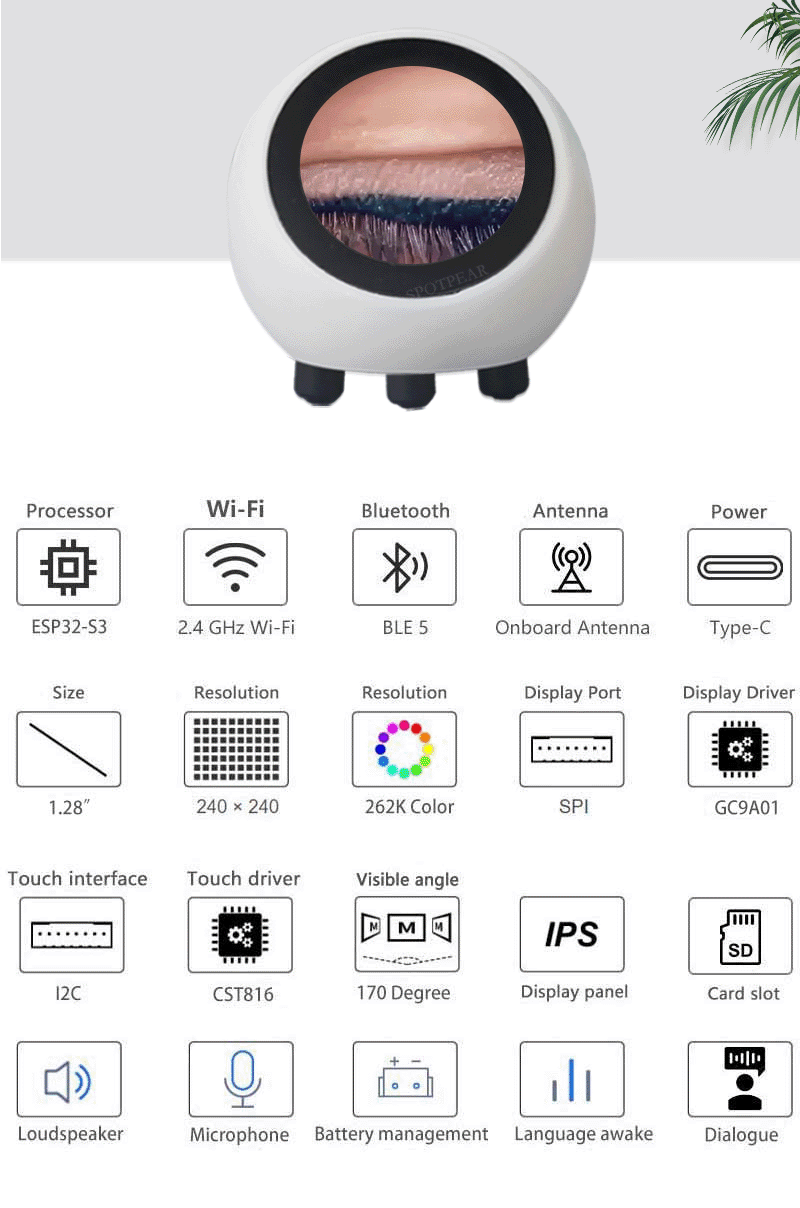 ESP32-S3 AI Companion Robot with Touchscreen & Battery