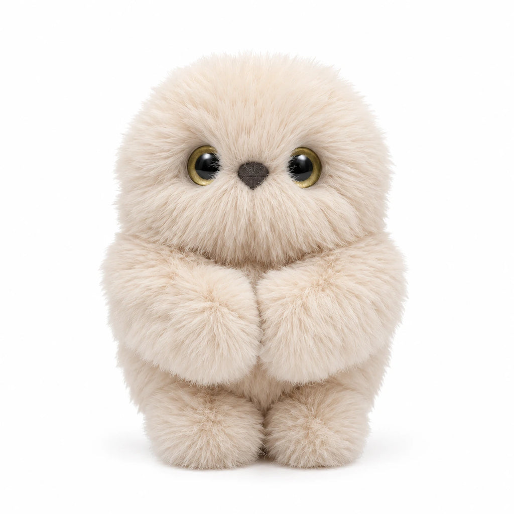 Mirumi AI Plush Owl Bag Charm – Beige